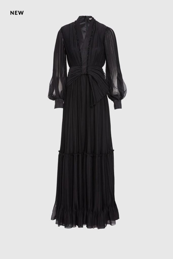 Black Evening Dress with a V Neck