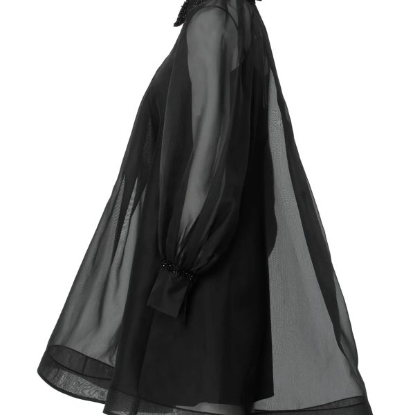 فستان قصير أسود شفاف