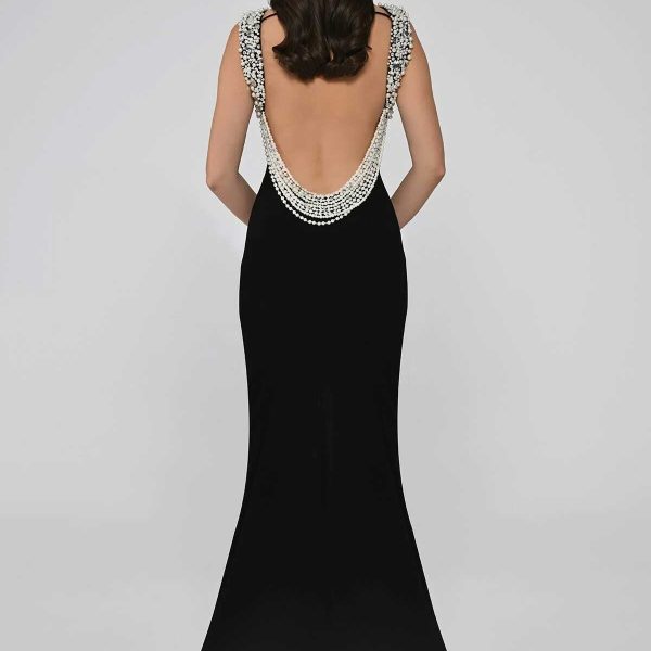 Long Elegant Backless Dress with the Design of Pearl and the Stone - Image 3