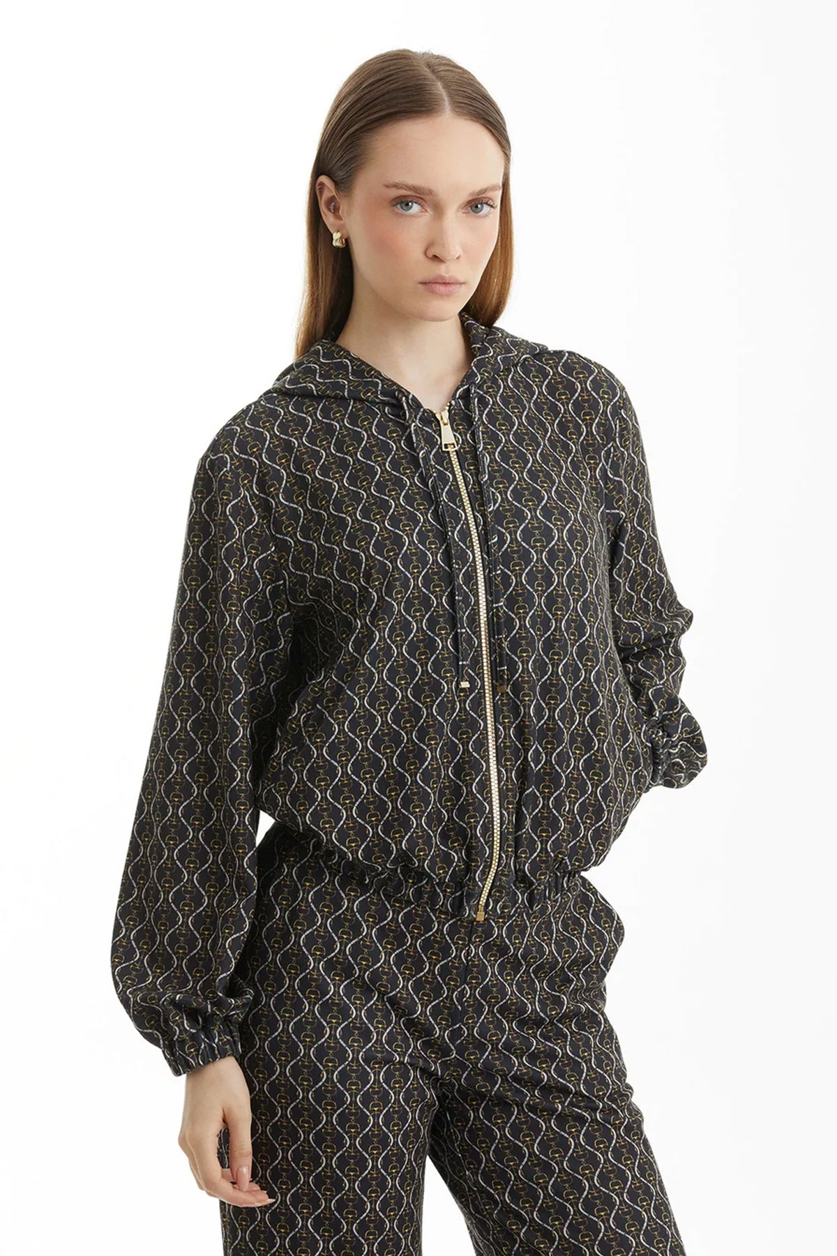 Black Patterned Hooded Tracksuit - Image 2