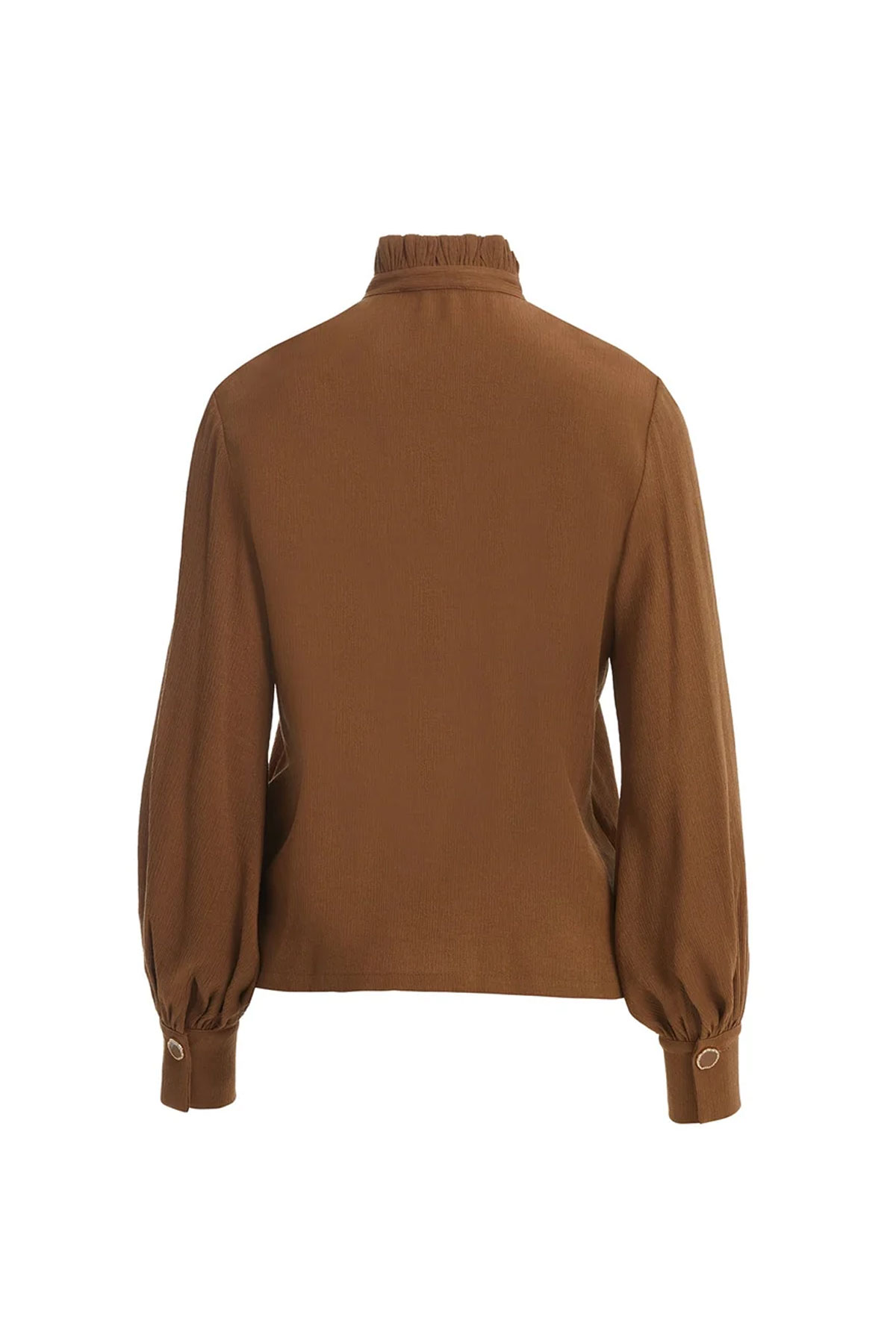 Brown Tie Neck Blouse - Image 2