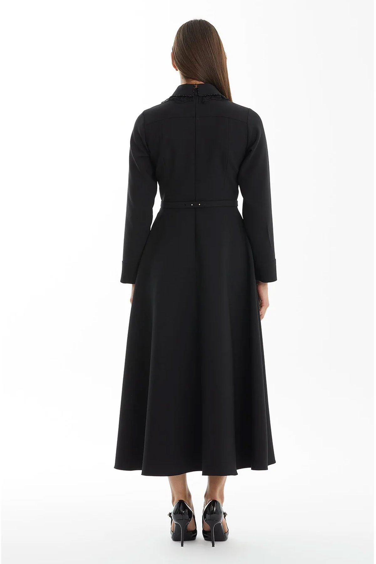 Chic Black Lace-Embroidered Maxi Dress - Image 4