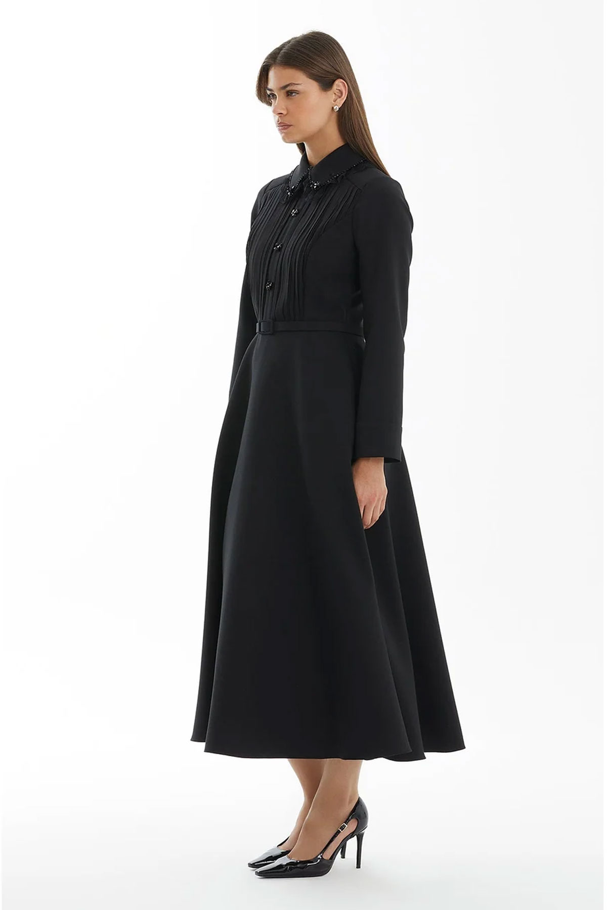 Chic Black Lace-Embroidered Maxi Dress - Image 3