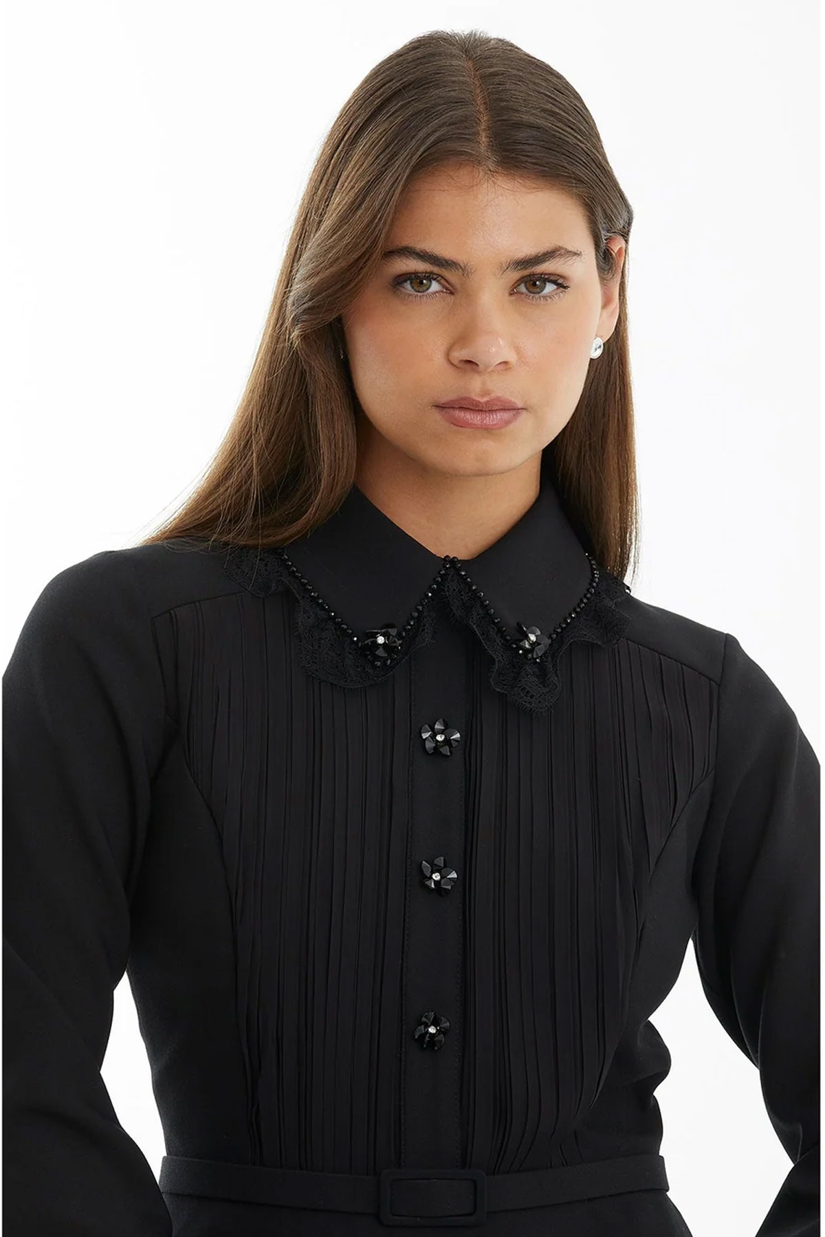 Chic Black Lace-Embroidered Maxi Dress - Image 2