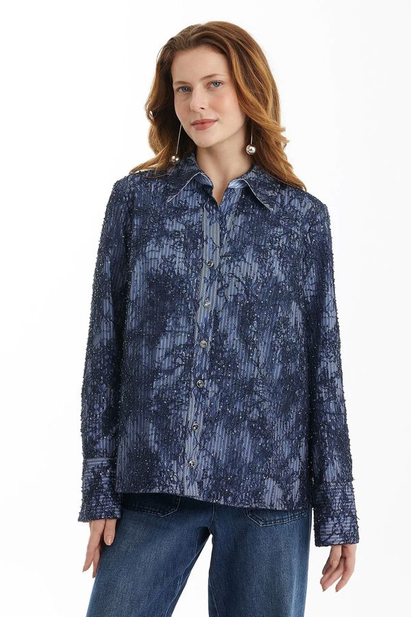 Chic Dark Navy Double-Layer Shirt for a Modern & Refined Look
