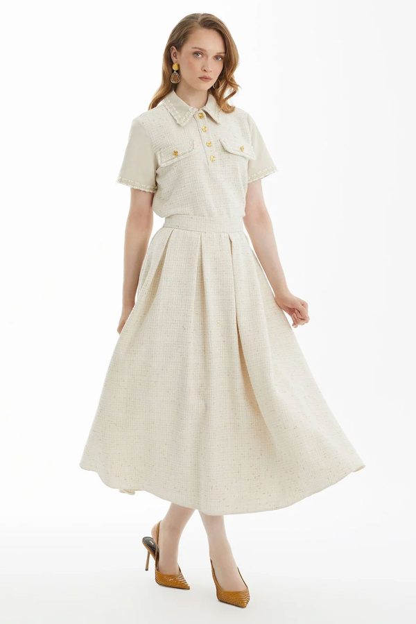 Ecru Lace Midi Skirt