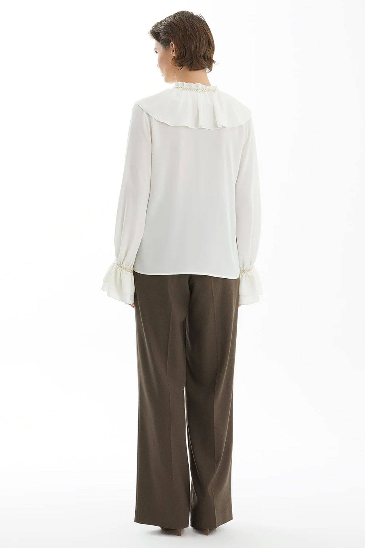 Ecru Ruffle-Collar Blouse - Image 3