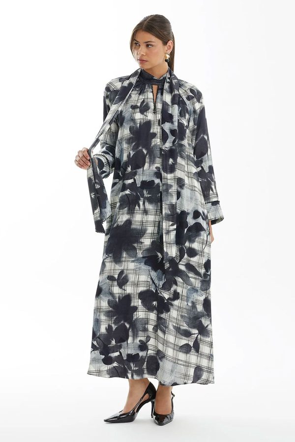 Floral-and-Check Printed Dress