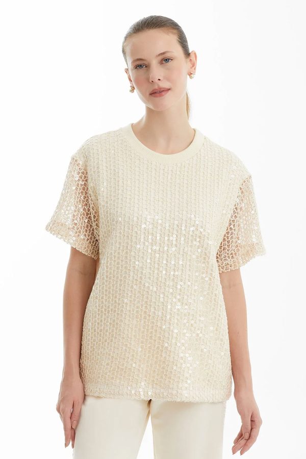 Off-White Sequin Accent Knit Tee