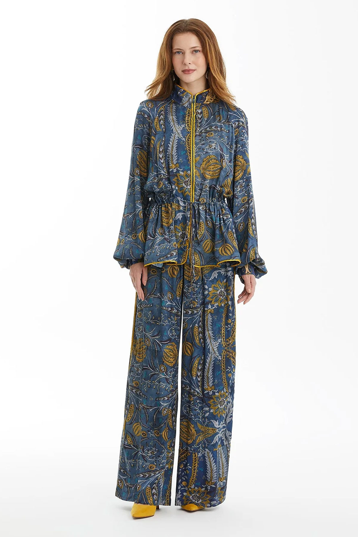 Patterned Drawstring Waist Jacket - Image 3