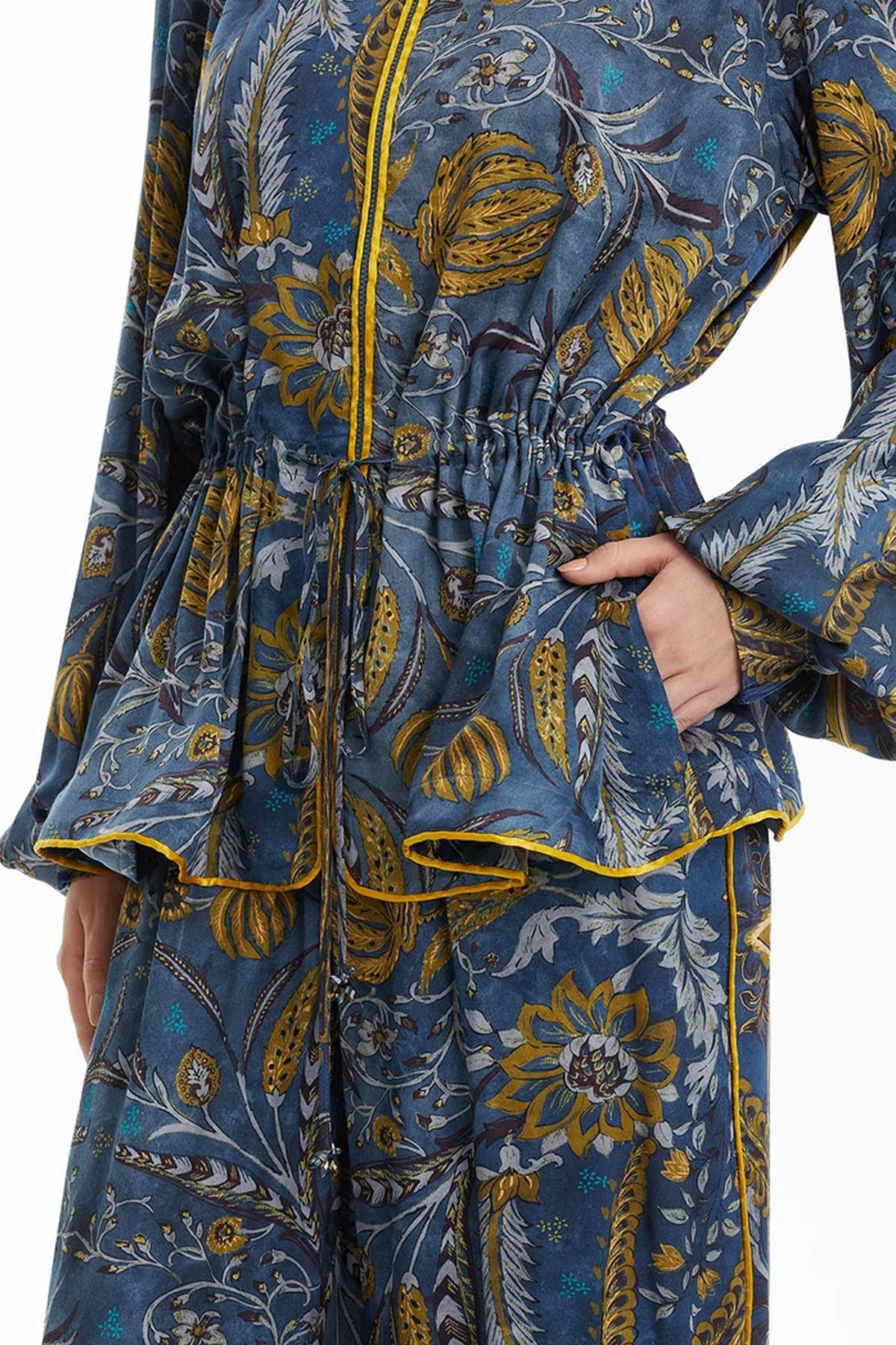 Patterned Drawstring Waist Jacket - Image 4